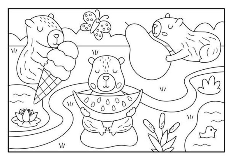 tranh tô màu capybara 17