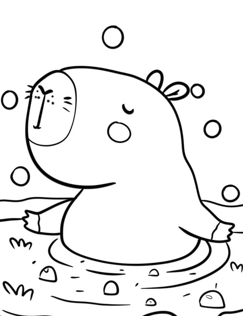 tranh tô màu capybara 33