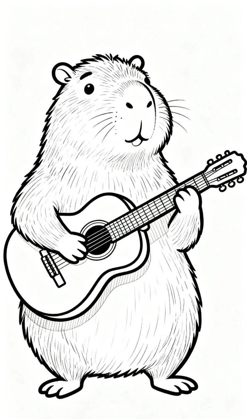 tranh tô màu capybara 34