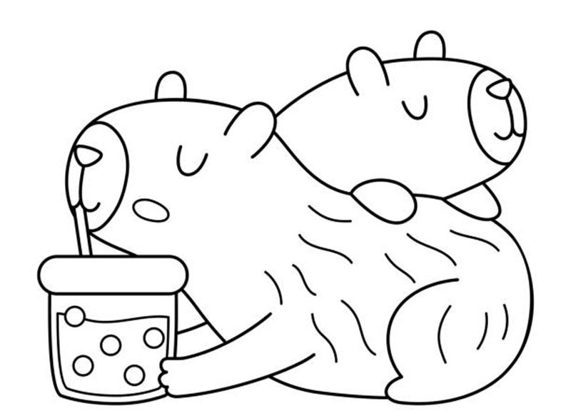 tranh tô màu capybara 9