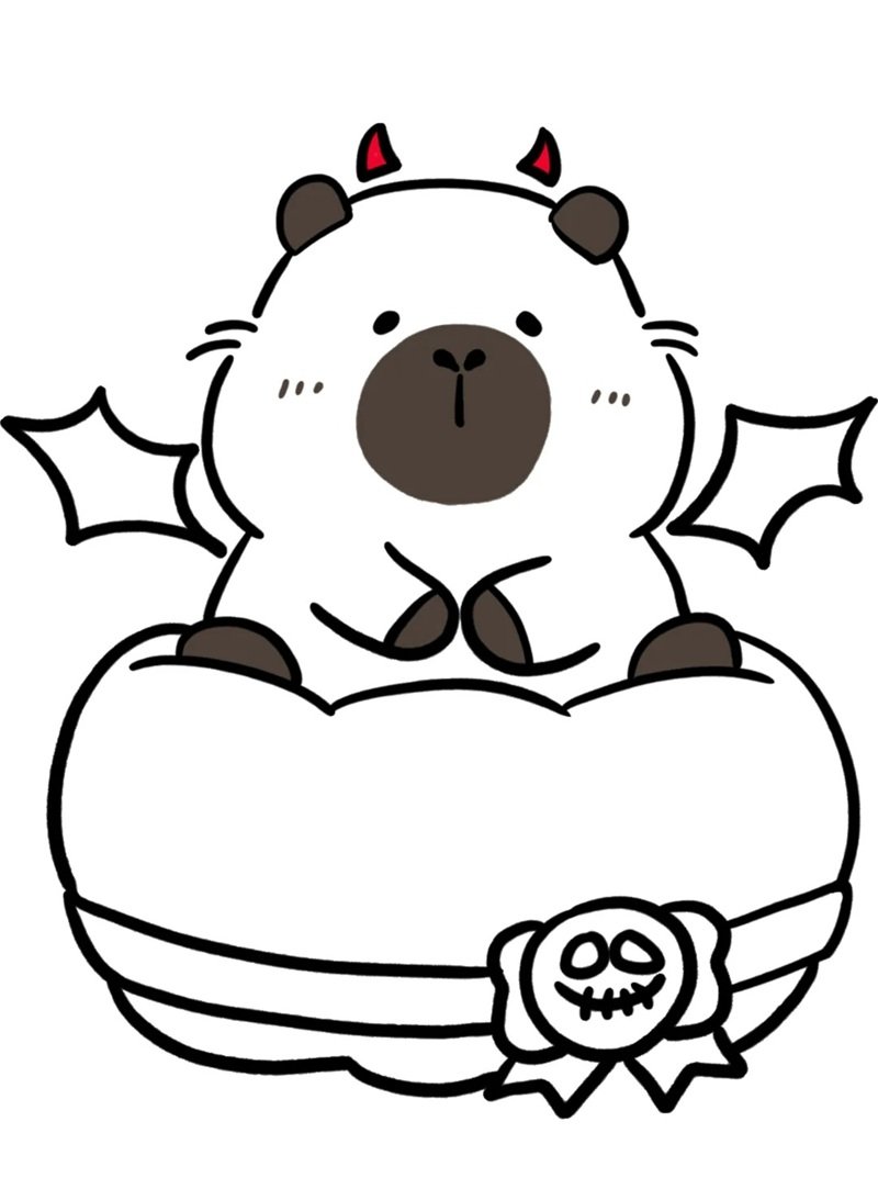 tranh tô màu capybara chibi cute