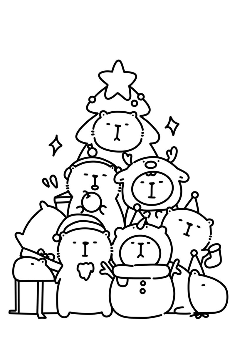 tranh tô màu capybara cute