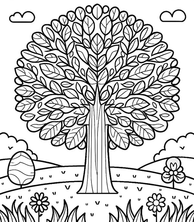 tranh tô màu cây xanh 17