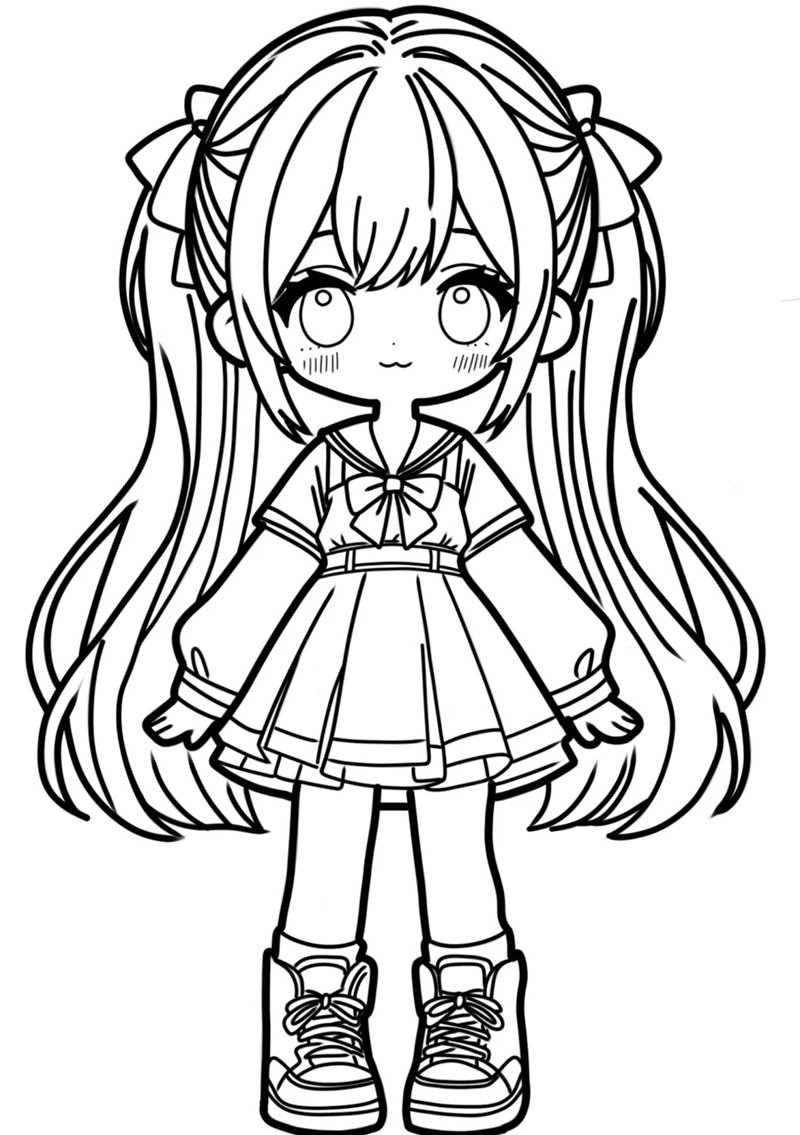 tranh tô màu chibi cute 15