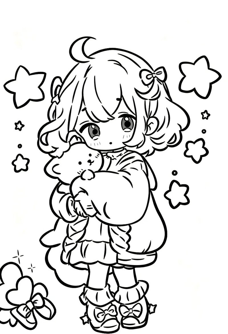 tranh tô màu chibi cute 16