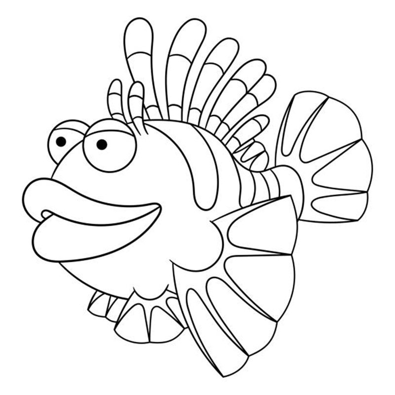 Coloring page of cartoon lionfish. Coloring book design for kids.
