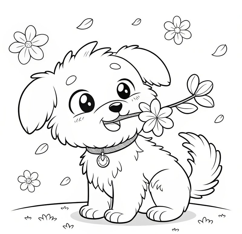 tranh tô màu con chó 16