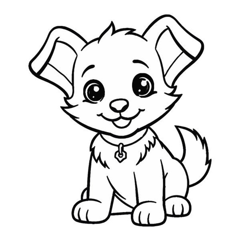 Dog black and white vector illustration for coloring book