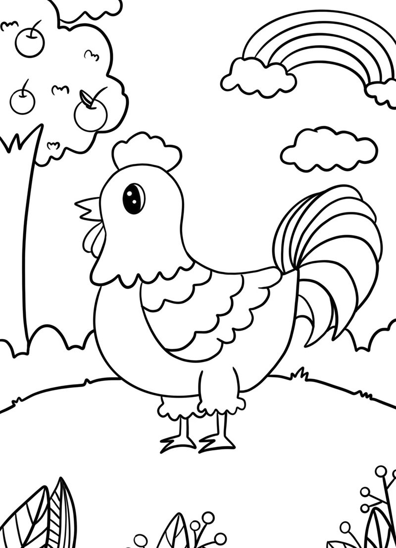 tranh tô màu con gà 24