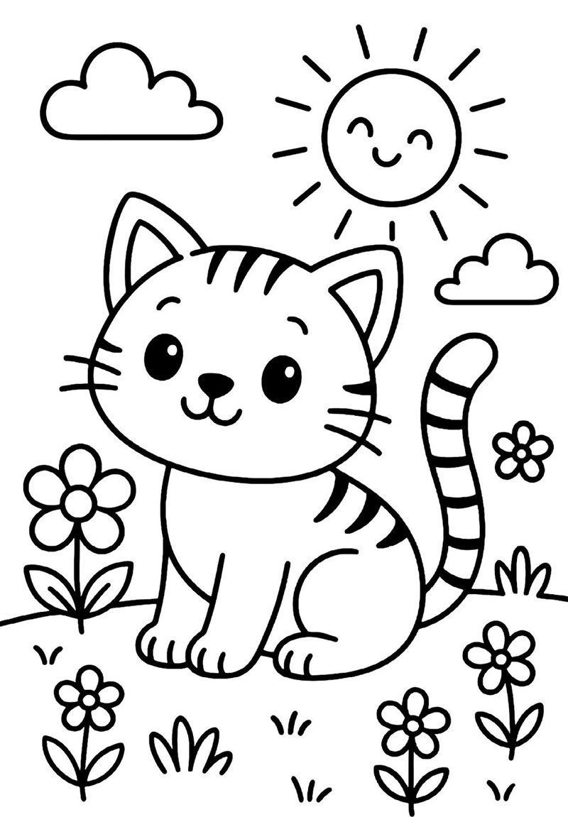 tranh tô màu con mèo 17