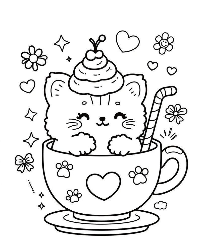 tranh tô màu con mèo 34