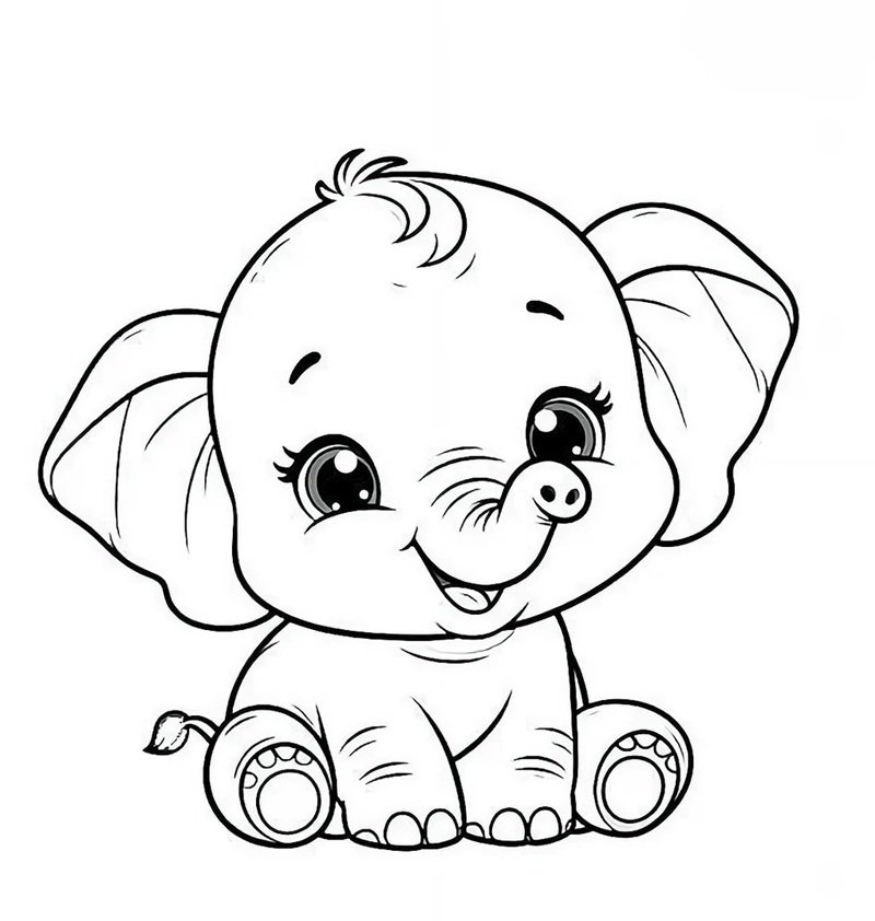 tranh tô màu con voi 1