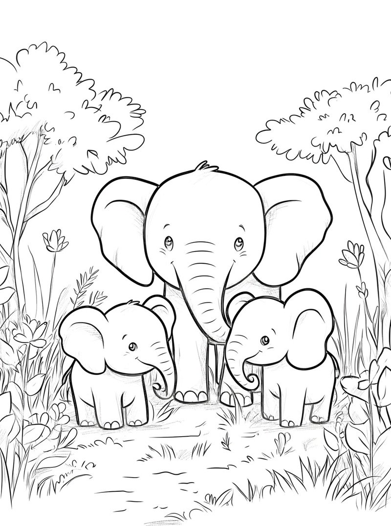 tranh tô màu con voi 18