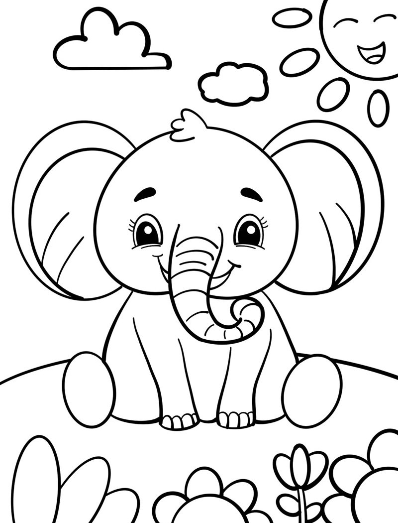 tranh tô màu con voi 19