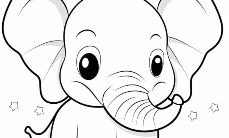 tranh tô màu con voi 24