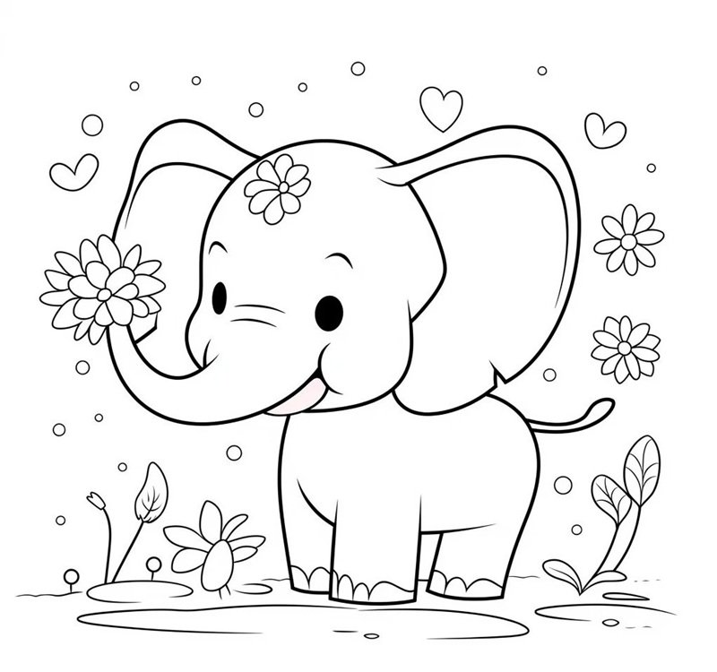 tranh tô màu con voi 29