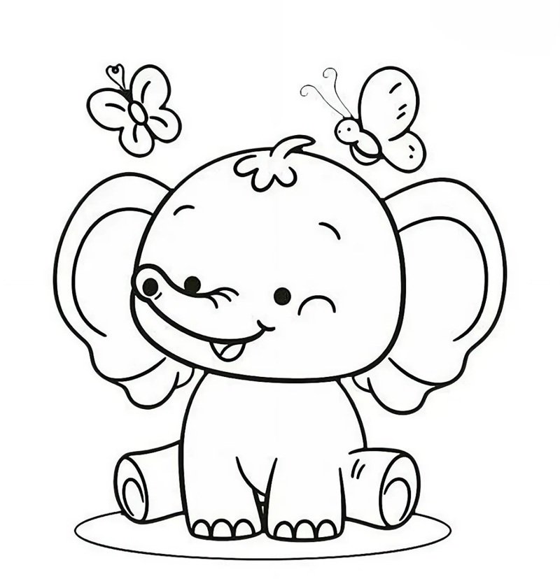 tranh tô màu con voi 3