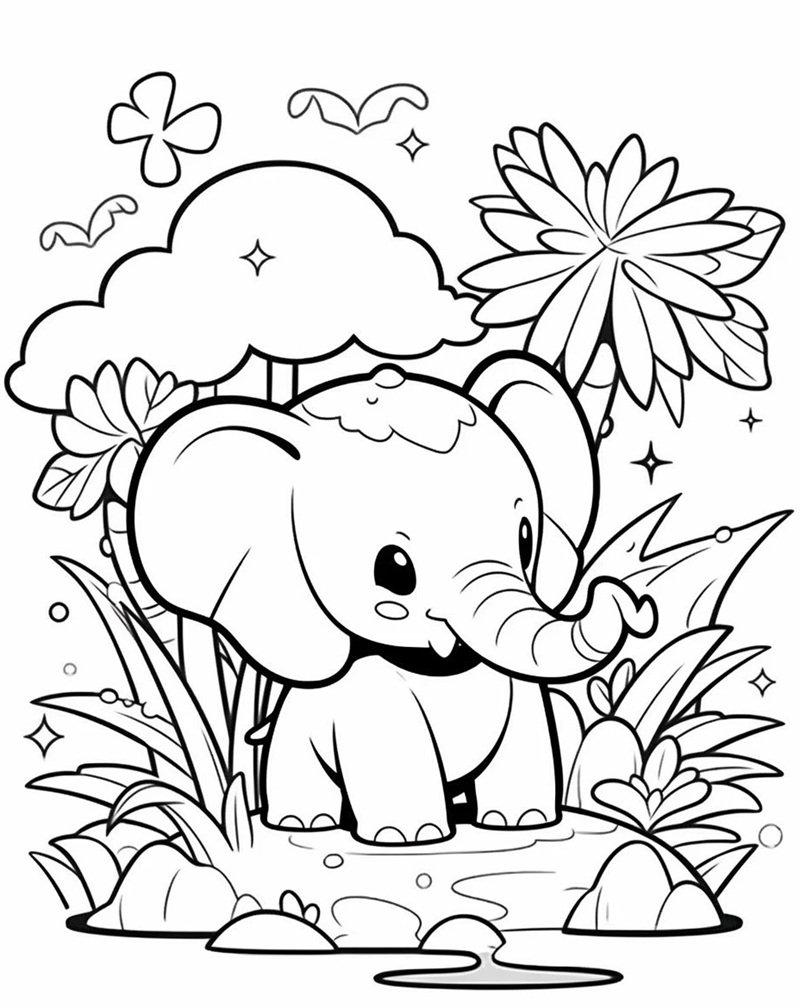 tranh tô màu con voi 30