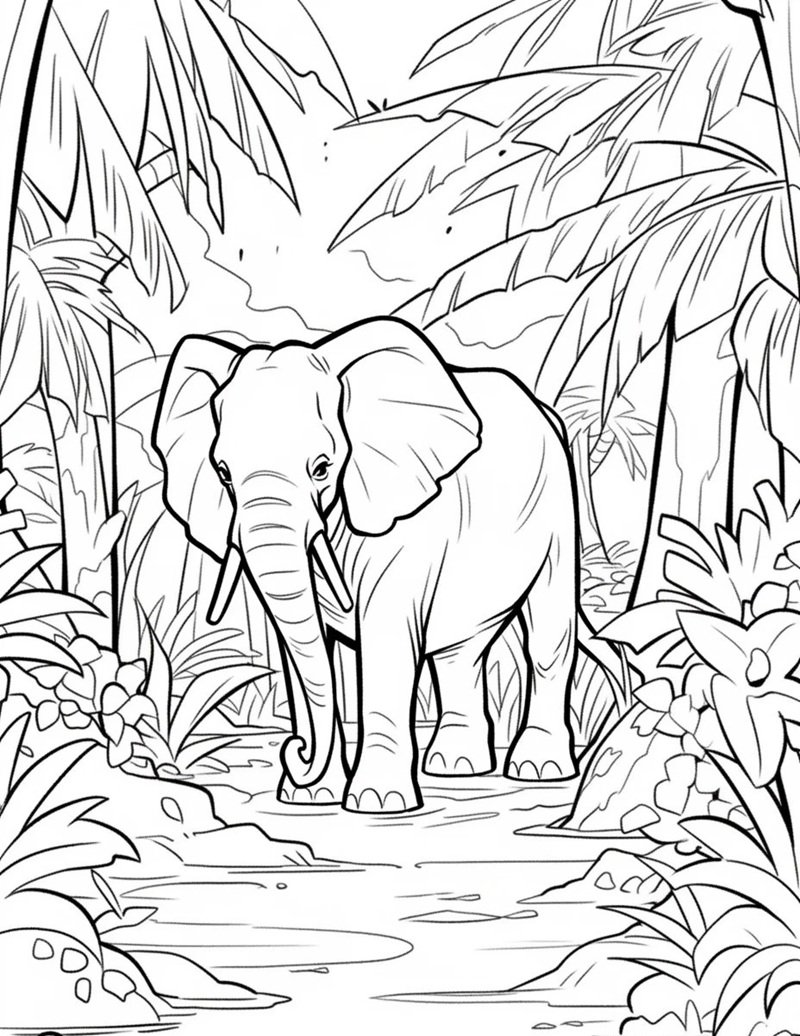 tranh tô màu con voi 32