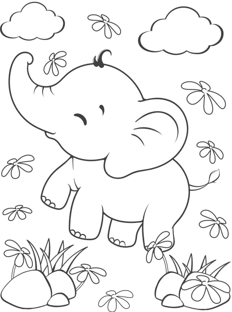 tranh tô màu con voi 36