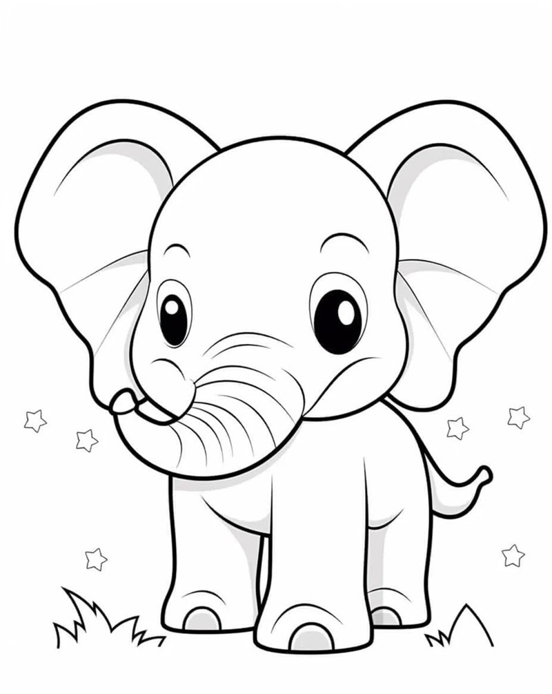 tranh tô màu con voi 37
