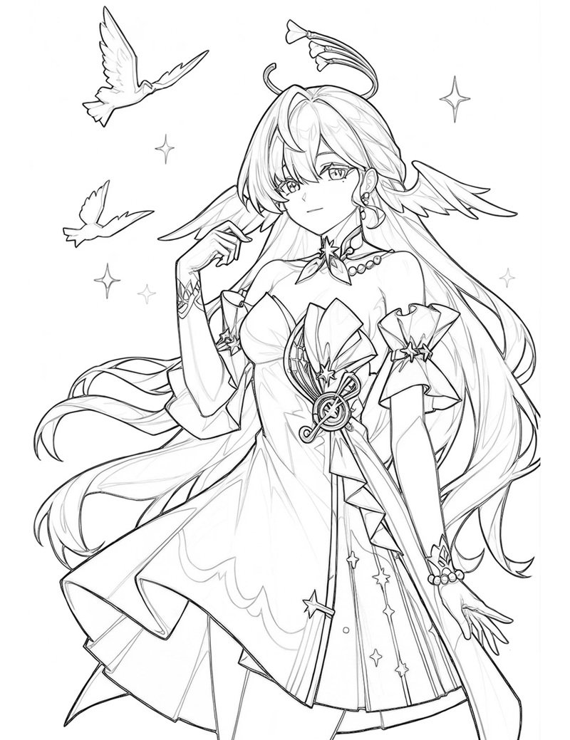 tranh tô màu công chúa anime 33