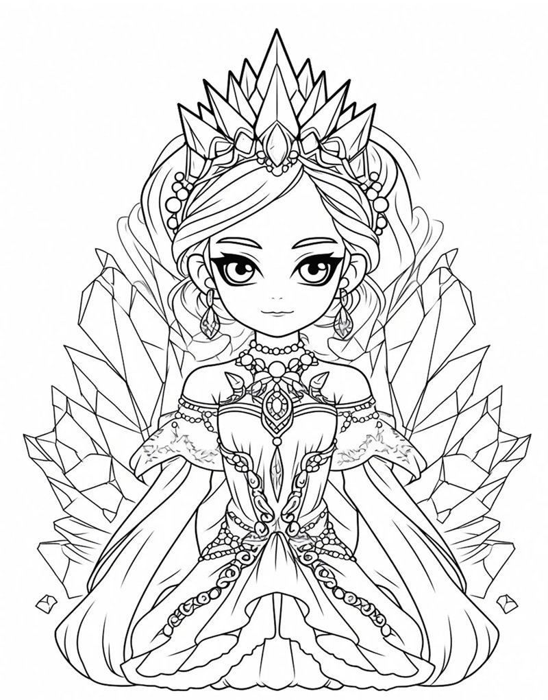 tranh tô màu công chúa anime ngầu