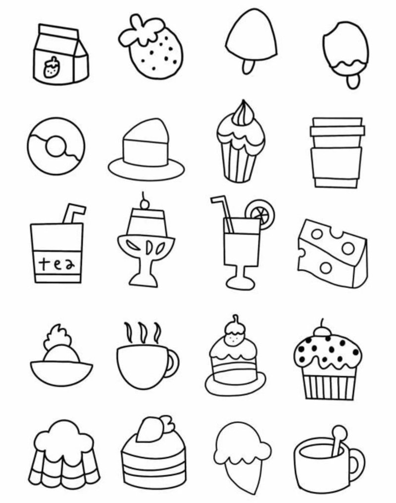 tranh tô màu đồ ăn cute mini 1