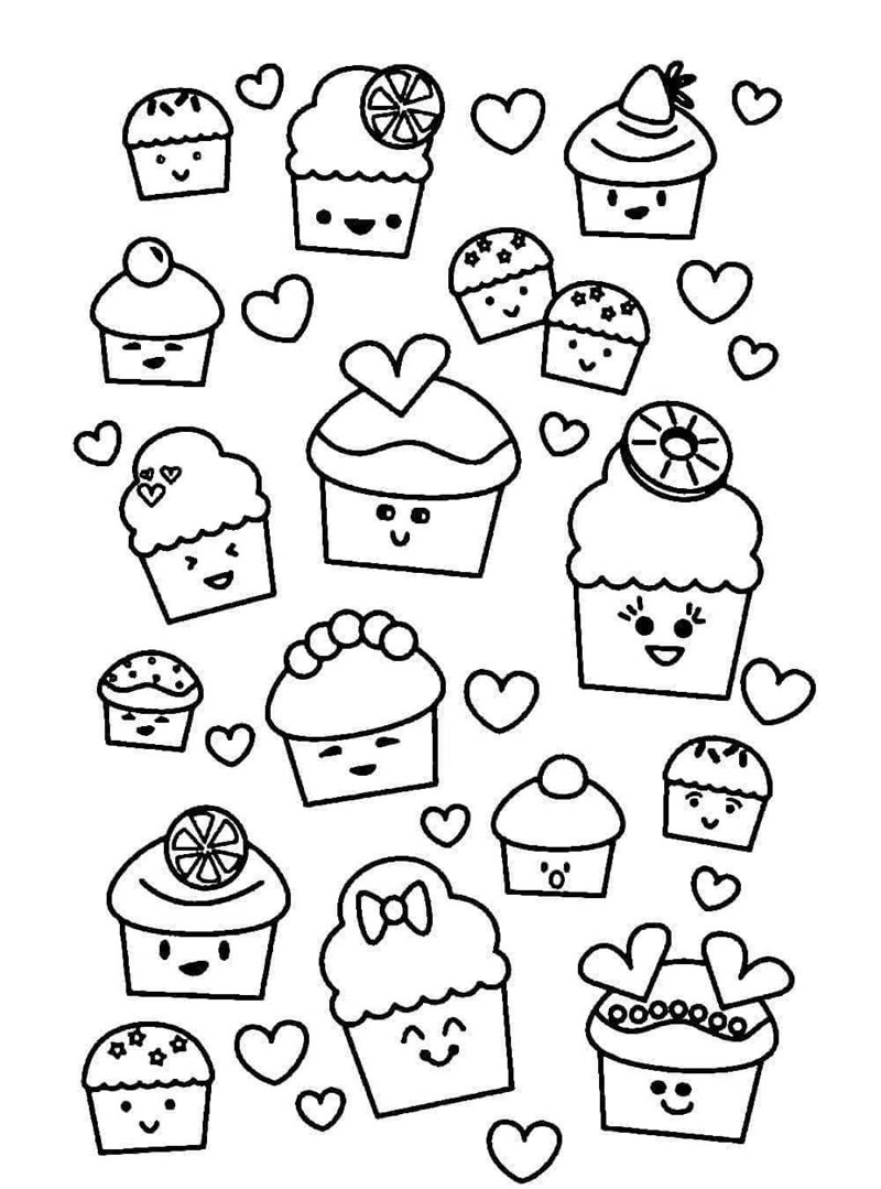 tranh tô màu đồ ăn cute mini 12