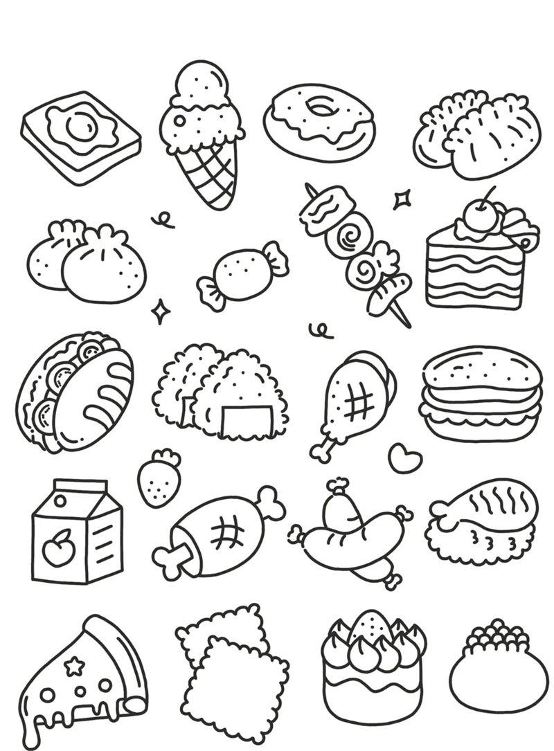 tranh tô màu đồ ăn cute mini 14