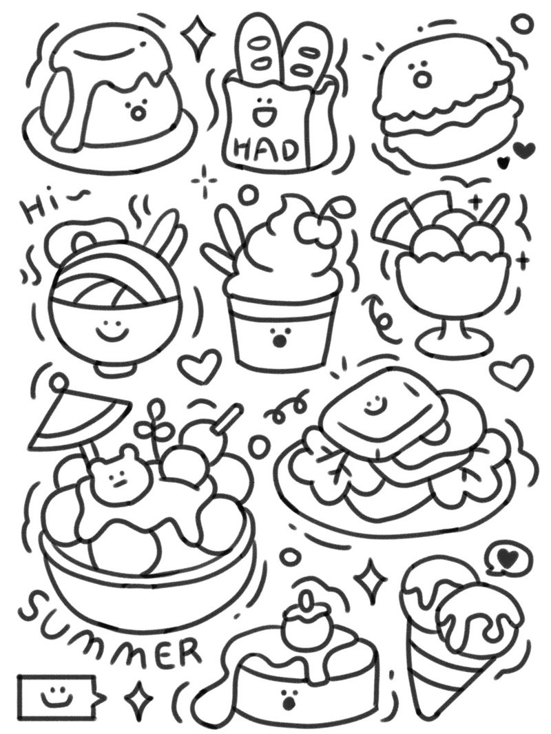 tranh tô màu đồ ăn cute mini 15