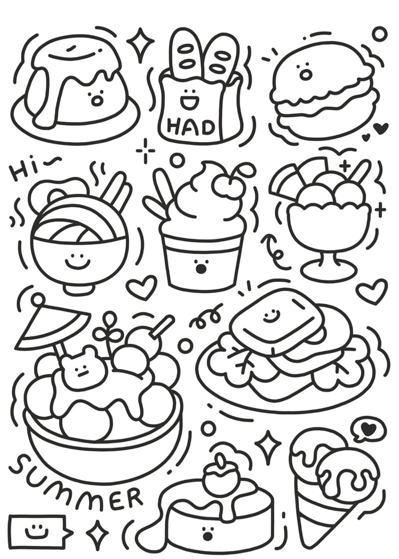 tranh tô màu đồ ăn cute mini 16