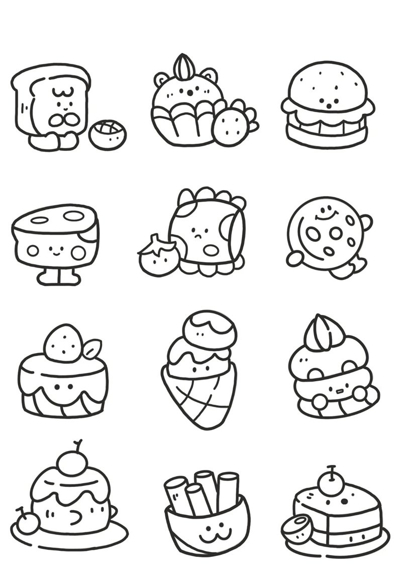 tranh tô màu đồ ăn cute mini 17