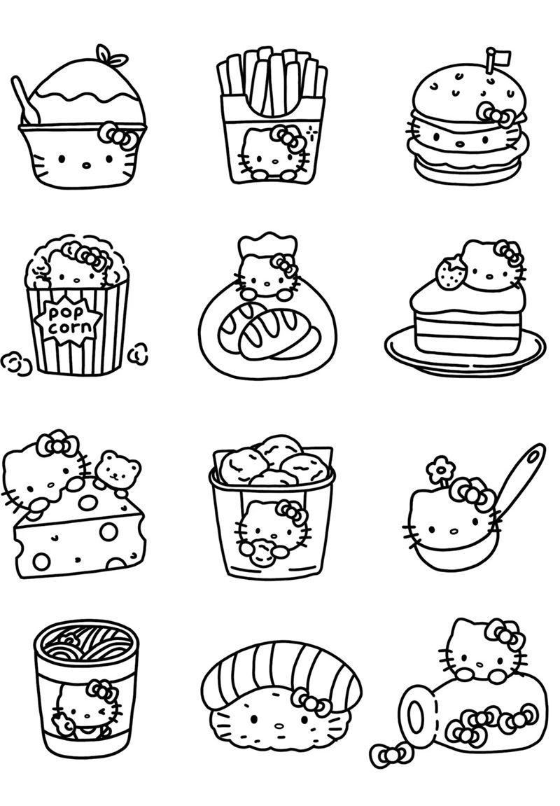 tranh tô màu đồ ăn cute mini 19