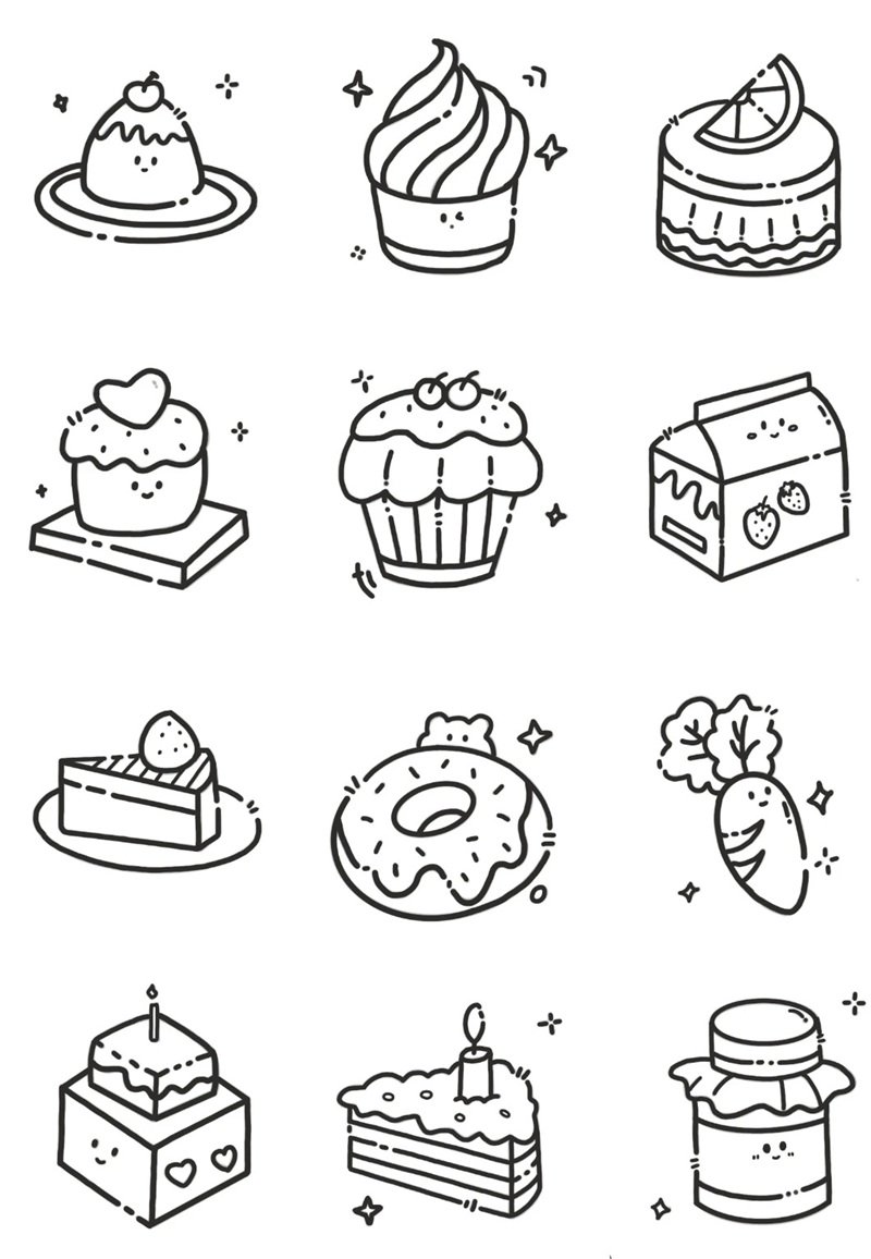 tranh tô màu đồ ăn cute mini 20