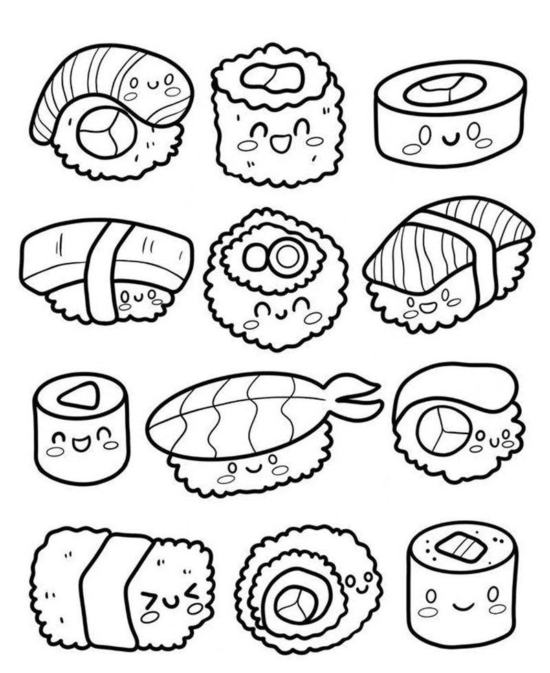 tranh tô màu đồ ăn cute mini 21