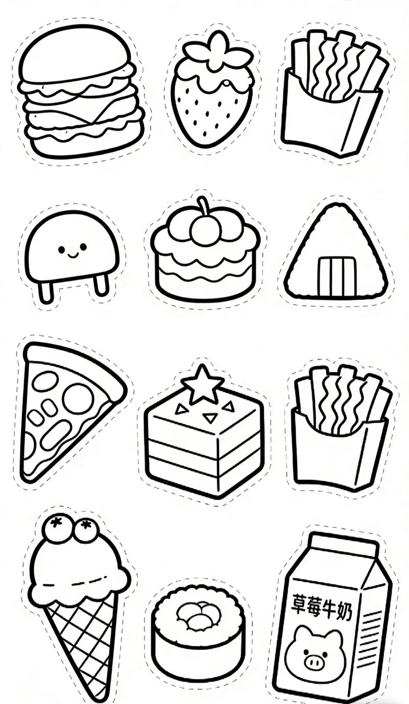 tranh tô màu đồ ăn cute mini 22