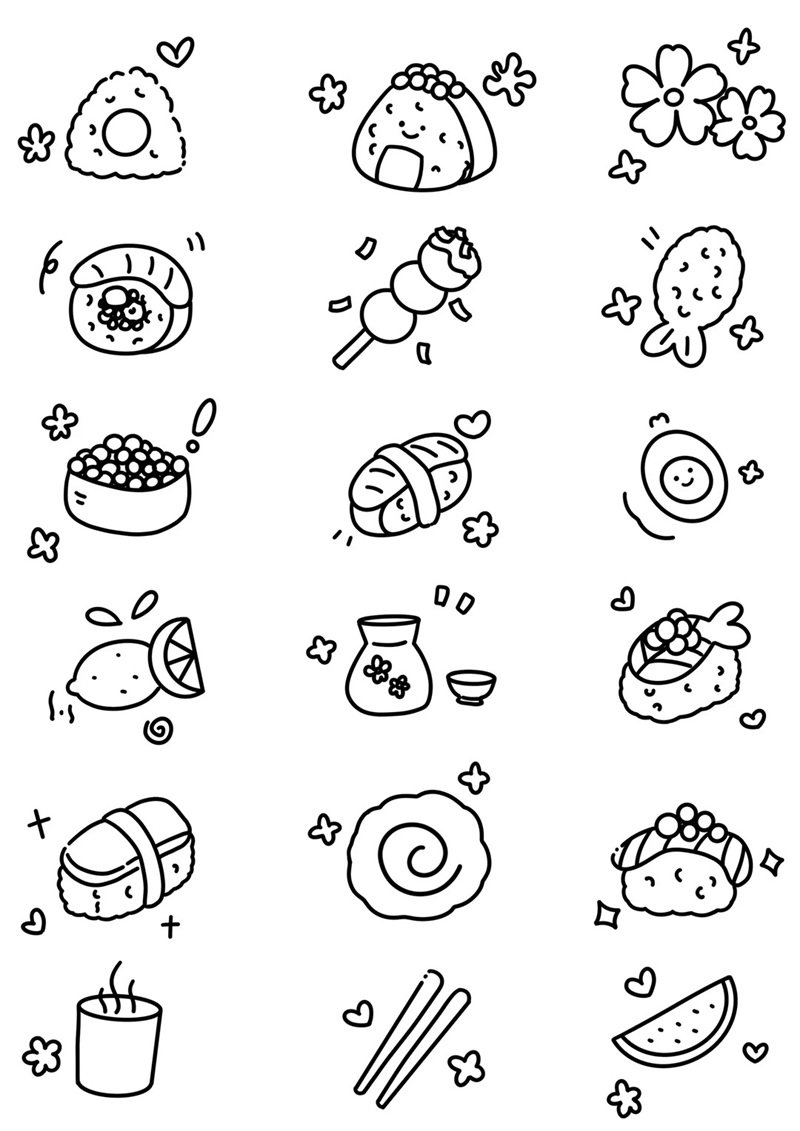 tranh tô màu đồ ăn cute mini 24