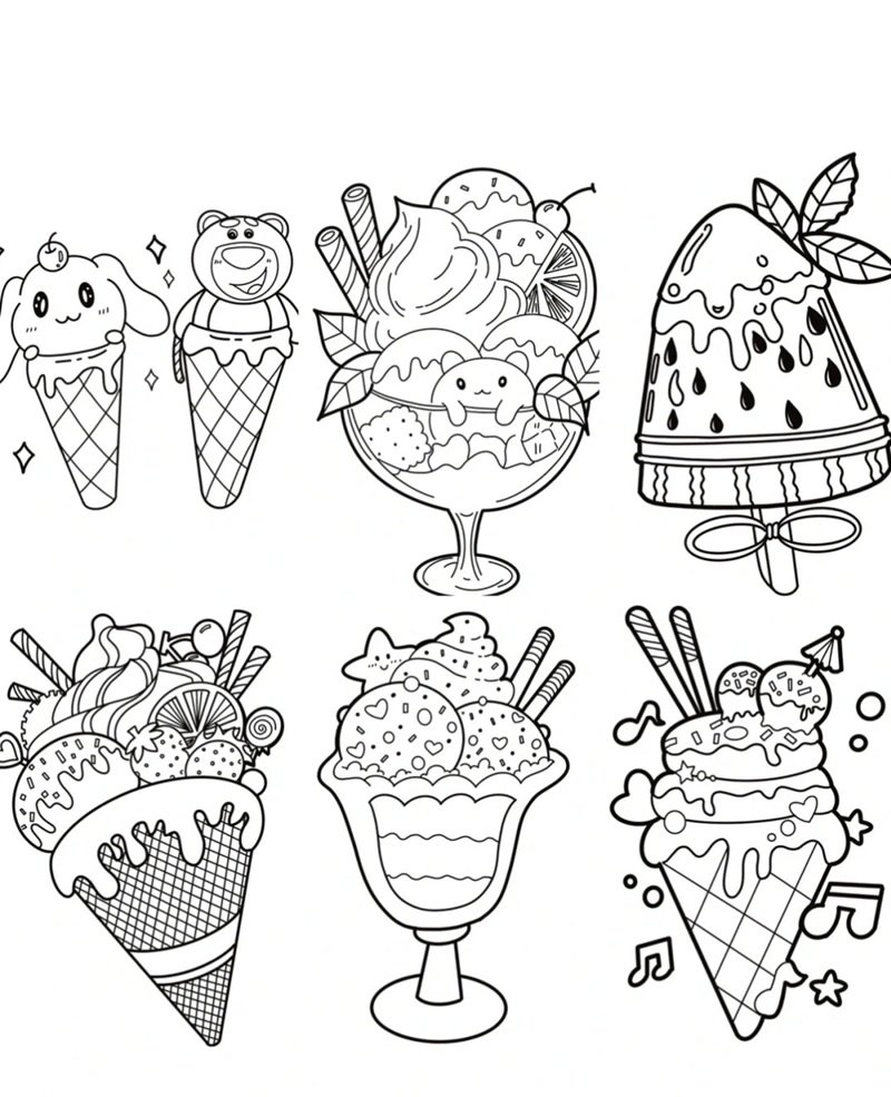 tranh tô màu đồ ăn cute mini 25