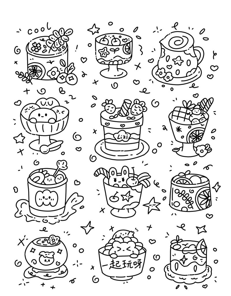 tranh tô màu đồ ăn cute mini 29