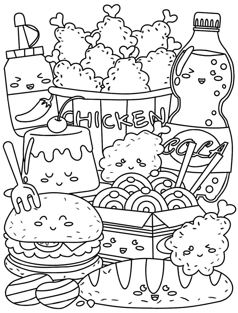 tranh tô màu đồ ăn cute mini 31
