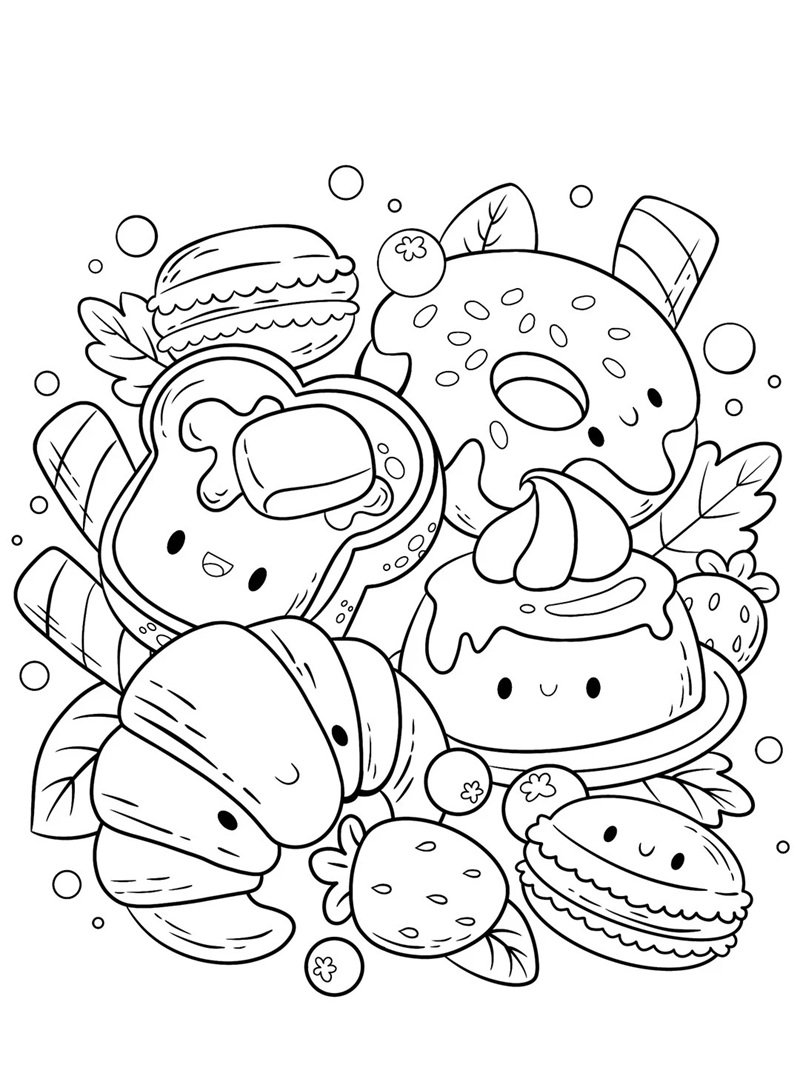 tranh tô màu đồ ăn cute mini 33