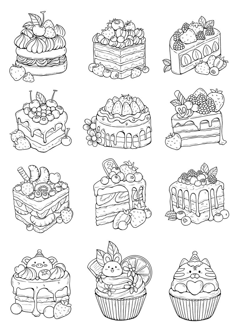 tranh tô màu đồ ăn cute mini 36