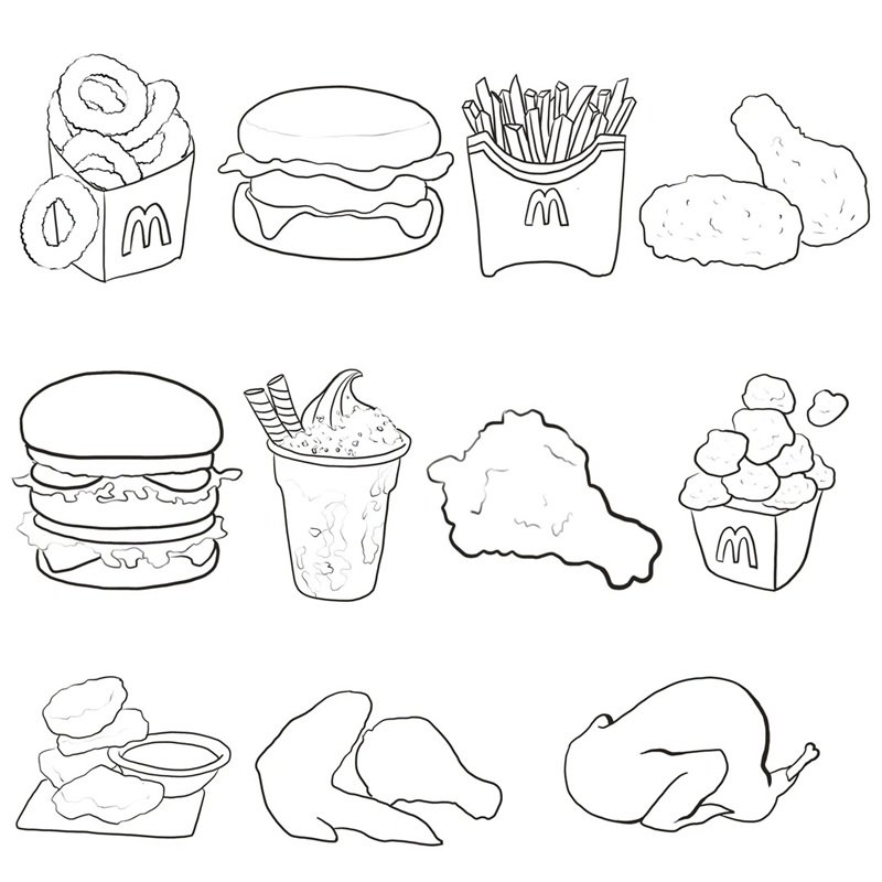 tranh tô màu đồ ăn cute mini 38