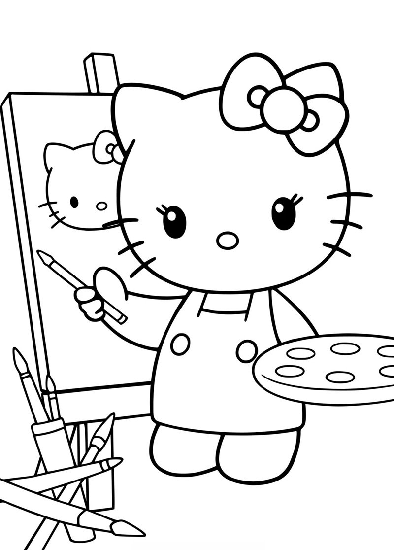 tranh tô màu hello kitty 14