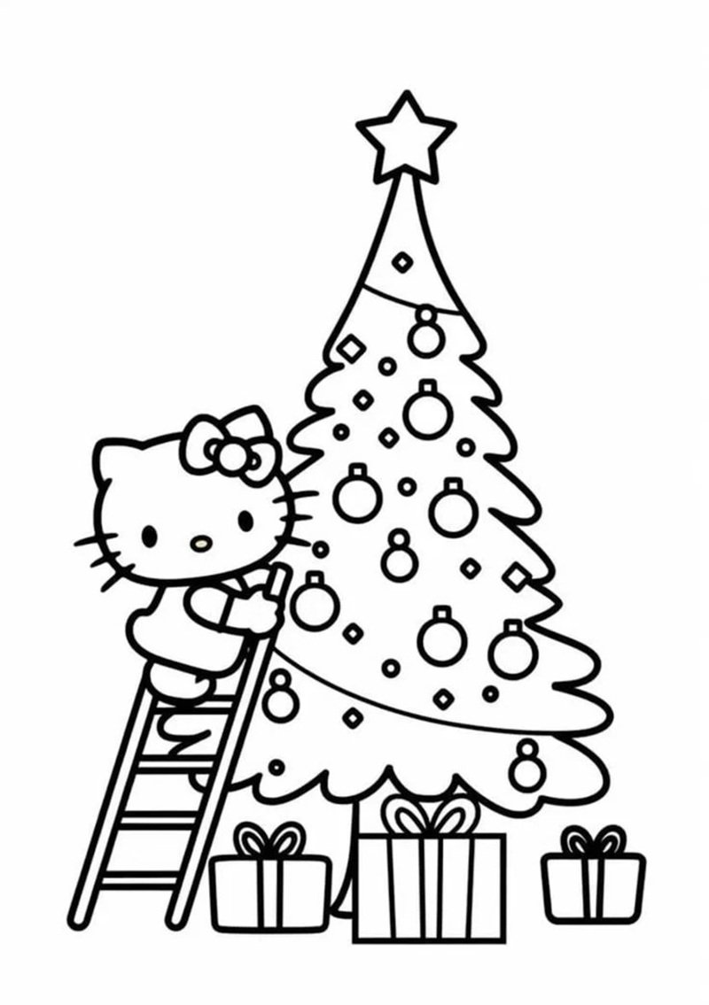 tranh tô màu hello kitty 8