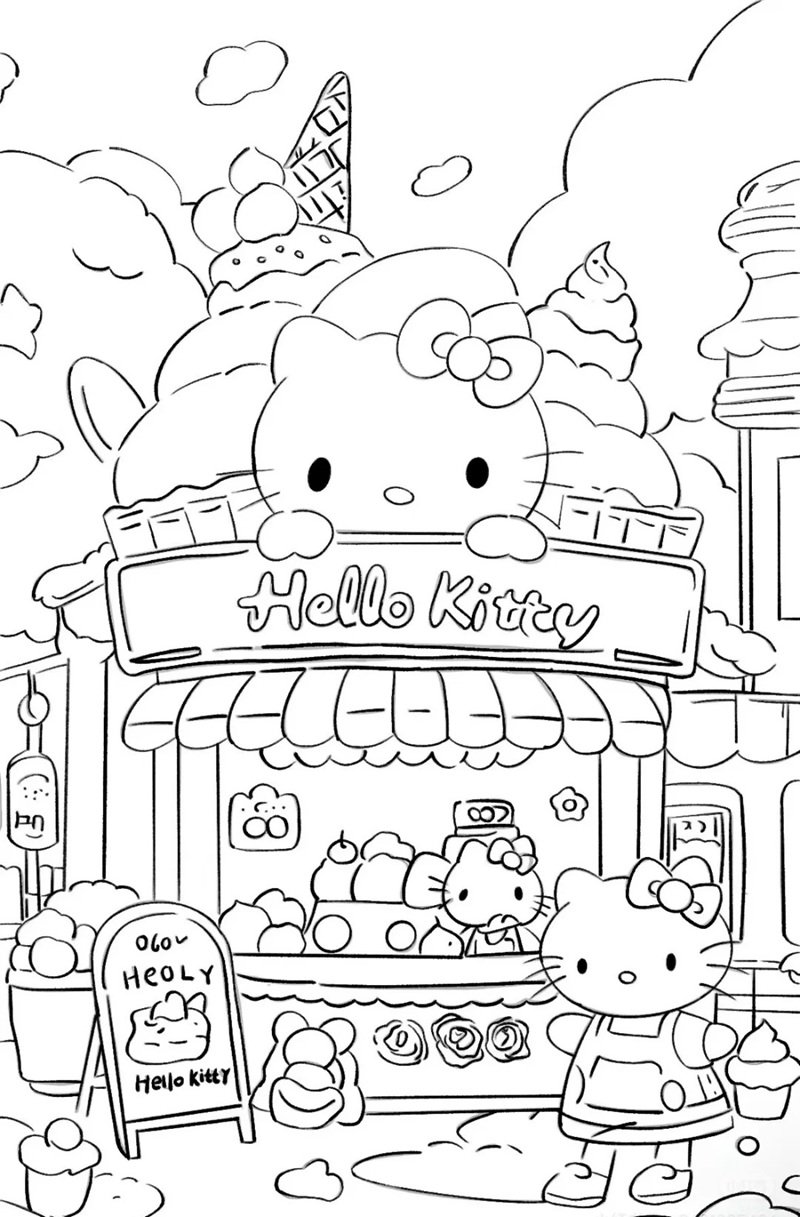 tranh tô màu hello kitty 9