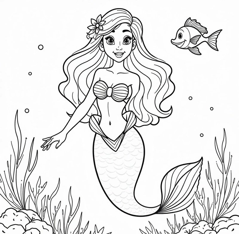 tranh tô màu nàng tiên cá 34