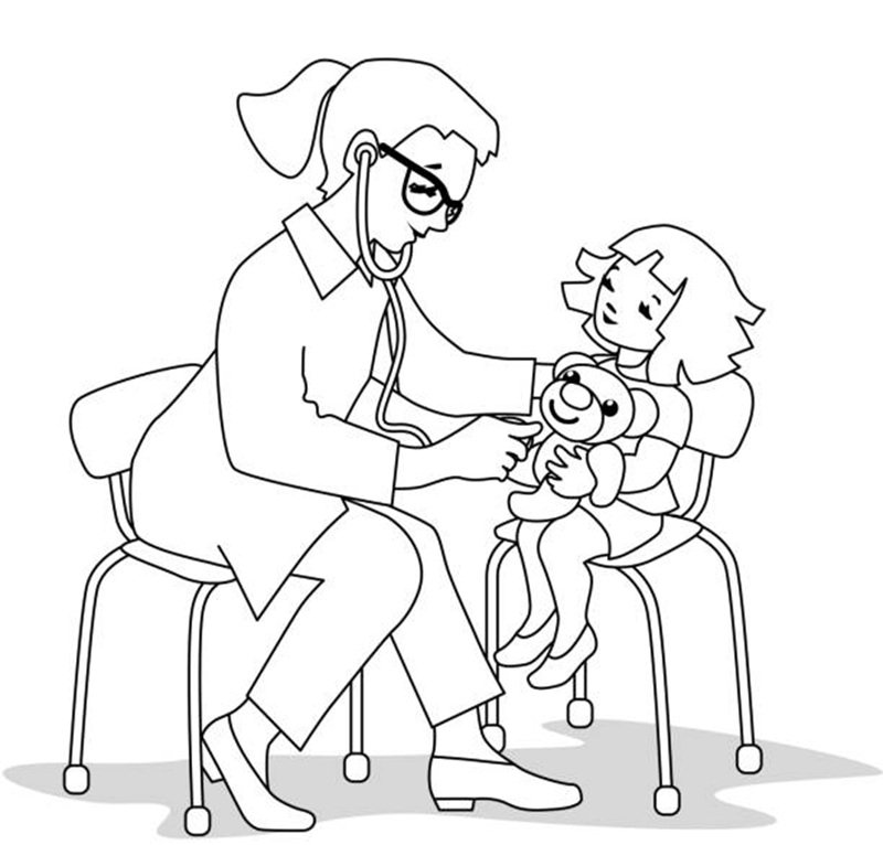 Vector Illustration of child and doctor.
