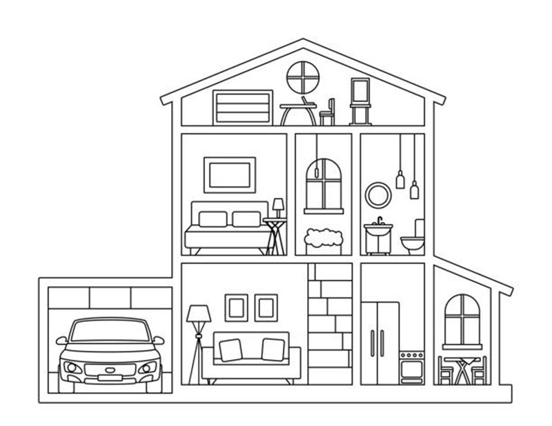 tranh tô màu ngôi nhà 2